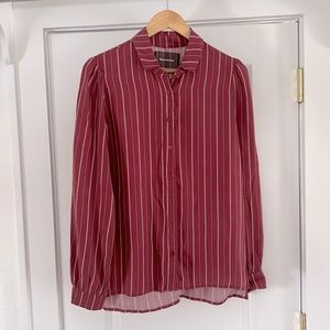 Reformation Size Small Tencel Blouse in Red Stripe